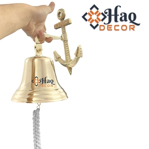 Campana de pared de latón macizo de 7 "con ancla montada en la pared para recepción, escuela, cena, Iglesia | Regalos de decoración pirata - Product Image 2