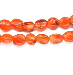 Perles artisanales en agate de cornaline naturelle véritable, lisses, orange, petites pépites, forme irrégulière, Coszcatl Exports Third - Product Image 3