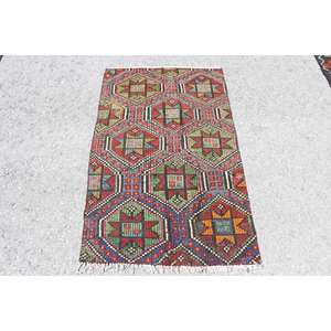 Alfombra Turca Vintage Pequeña de 2.7x4.5 pies, Alfombra Oriental Roja de Lana - Product Image 1