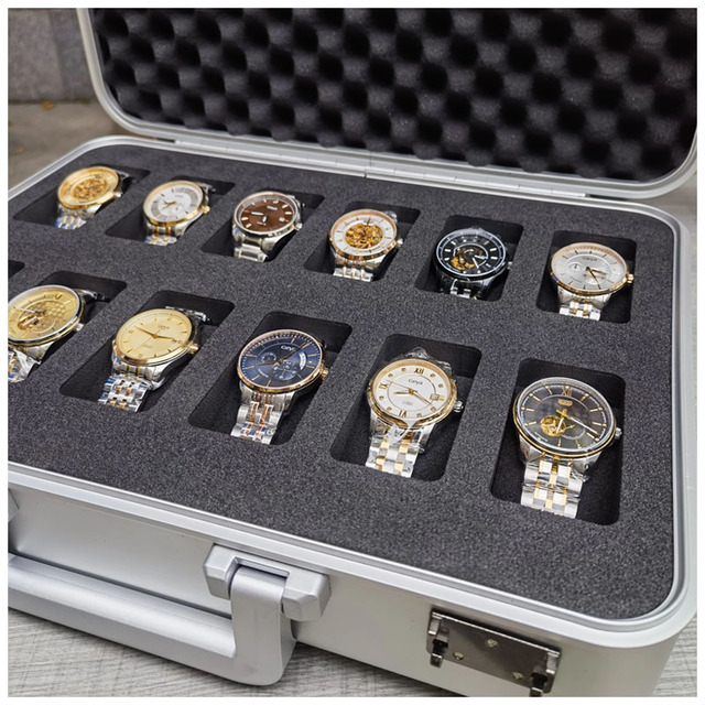 Custom Waterproof Watch Box Hard Aluminum Silver Black Case Portable Equipment Storage Case