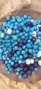 Custom Made Vintage Theme Old Look <b>Large</b> Size Round Glass <b>Beads</b> in Blue , White and Dark Blue Colors Ideal for Jewelry. - Product Image 3