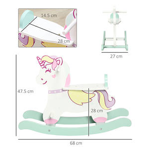 HOMCOM Caballo Balancín para Niños de 1 a 3 Años con Asas, Respaldo y Pedales en MDF, 68L x 27D x 47,5 H cm, Multicolor - Product Image 3