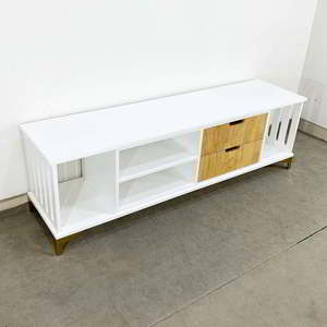 Mueble de TV Moderno y Lujoso, Consola de Madera Contemporánea para Sala de Estar, Minimalista, 160x40x50cm, KTV68041, Panel de MDF con Función LED - Product Image 3