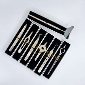 Pinzas Profesionales para Extensión de Pestañas, Pinzas de Aislamiento con Punta de Fibra de Acero Inoxidable, Pinzas para Cejas con Recubrimiento en Polvo, Herramientas de Belleza - Product Image 1