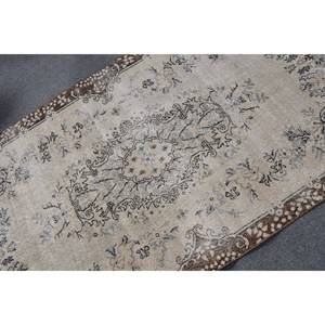 พรมขนแกะสีน้ำตาลเบจ7.1ft 3.8ชิ้นสไตล์วินเทจงานเย็บมือพรมยางสี่เหลี่ยมสำหรับข้างเตียงสไตล์ตุรกีงานเย็บปะติด - Product Image 4