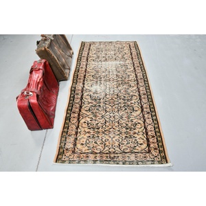 3.3x6.8 ft Vintage Rug, <b>Brown</b> Solid Turkish Rug <b>Wool</b> - Product Image 1