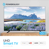 Powerology 55\" 4K UHD Smart LED/LCD TV Resolusi 4K Daya 160W Speaker Daya Tinggi Kontras Tinggi & Waktu Respons Cepat