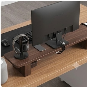 Organizador de Escritorio Minimalista de Madera para Monitor con Estante de Almacenamiento y Gestión de Cables, Accesorio de Oficina para Escritorio - Product Image 4