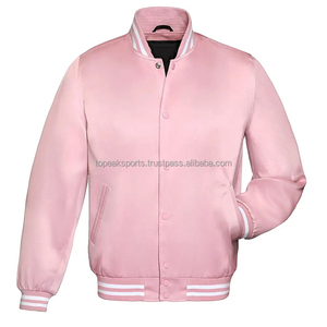 Chaqueta de Satén Rosa Intenso Personalizada OEM Premium 2026 para Hombre, 100% Alta Calidad, Bajo MOQ, Precio Bajo, Invierno, Cortavientos, Cuello Alto, Cierre Frontal - Product Image 1