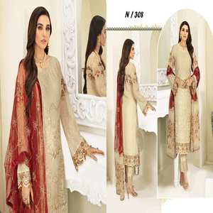 Venta en trajes paquistaníes de 3 piezas de marca pakistaní con elegante bordado de Ramsha Fashion Designers Vestido pakistaní para fiesta - Product Image 3
