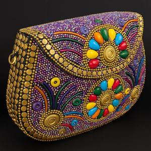 Pochette élégante en mosaïque de pierre de qualité supérieure pour occasions festives – Sac à main bohème chic au design unique - Product Image 2