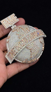 FAME THE WORLD IS MINE'Globe Colgante en Plata de Ley 925 con Diamante cultivado en laboratorio Iced Out Hip Hop Collar llamativo - Product Image 2