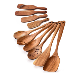 Cucharas de Cocina de Madera, Utensilios de Cocina Antiadherentes, Utensilios de Cocina de Madera de Teca 100% Natural, Fabricantes de Utensilios de Cocina - Product Image 1