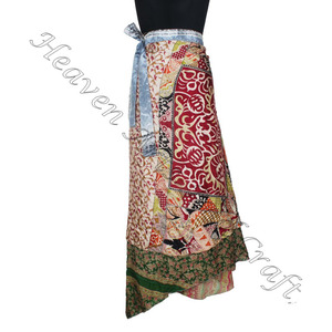 Jupes enveloppantes sari pleine longueur de différentes couleurs pour vêtements de plage Jupes de plage paréo de plage en soie - Product Image 3