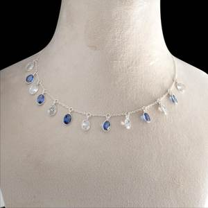 สร้อยคอแต่งงานแบบมินิมอลสีมรกตพร้อม925ไพลินและเงินสเตอลิงของขวัญแวววาวสำหรับเครื่องประดับที่มีสไตล์ของเธอ - Product Image 2