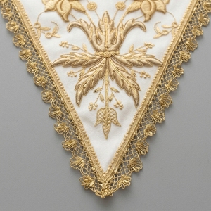 Handmade Gold Bullion Metallic Thread Embroidered Neck <b>Collar</b> Elegant White Fabric V-Neck <b>Collar</b> For Clergy Uniform Dress - Product Image 3