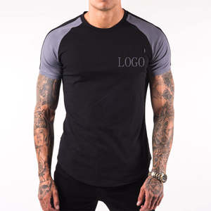 Tienda en línea China, logotipo personalizado, colores de contraste, manga corta, venta al por mayor, ropa para hombre, camisetas de cuello redondo a granel - Product Image 2