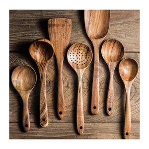 Durable Metal Wooden Spoon Kitchen Cookware Tool <b>Set</b> Unique Eco-Friendly Utensil for Everyday Home Kitchens - Product Image 1