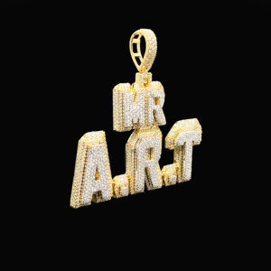 Collier pendentif en acier inoxydable serti de diamants CZ personnalisé Hip Hop - Product Image 3