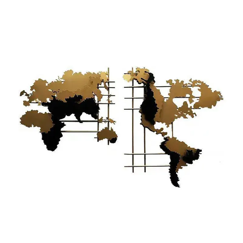 Modern 3D Metal World Map Home Wall Decor Art