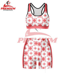 Sujetador sexy para mujer de alta calidad con conjunto corto Patrón personalizado para gimnasio y yoga Sujetador deportivo y pantalones cortos de primavera y verano - Product Image 6