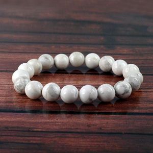 Pulsera de Howlite Natural de 10 mm, Piedra Curativa para la Paciencia y el Equilibrio Emocional - Product Image 4