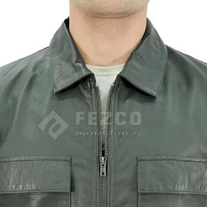 Chaqueta de Invierno Estilo Motociclista para Hombre, Corte Ajustado, Cuero Genuino, Cuello Alto, Transpirable, Impermeable, Venta al Por Mayor - Product Image 6