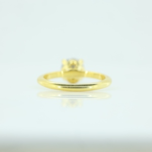 Bague solitaire tendance pour femme en or 14 carats avec diamant naturel jaune rare taille brillant fantaisie pour mariage et anniversaire - Product Image 3