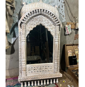 Hand-Crafted Large Oval Wooden <b>Wall</b> <b>Mirror</b> with Detailed Carved Frame Stylish Hallway Accent Natural Wood Finish Decorative Use - Product Image 1