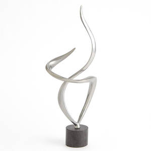 Sculpture abstraite en métal argenté forme unique objet décoratif pour la maison pour le salon fait à la main art de noël moderne de l'inde - Product Image 1