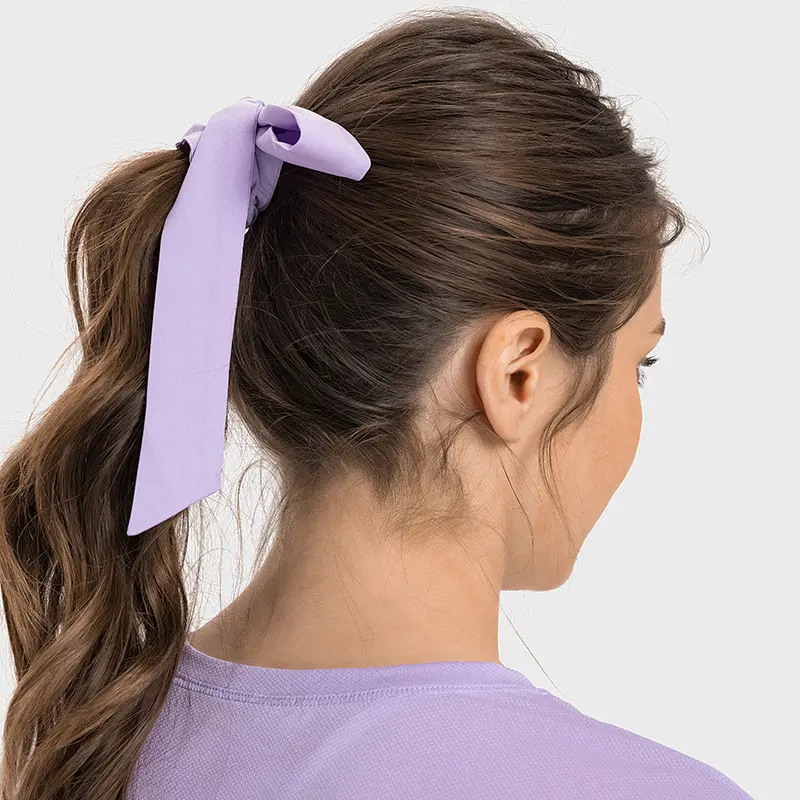 Ladies Solid Color Casual Hair Bands Women Plain Elastic Sport Ribbon Bow Hair Tie