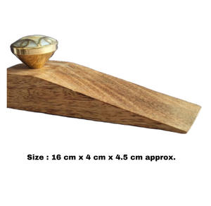 Handicrafts Gift Items Wooden <b>Door</b> Stopper With Brass Mother of Pearl Knobs - Product Image 2