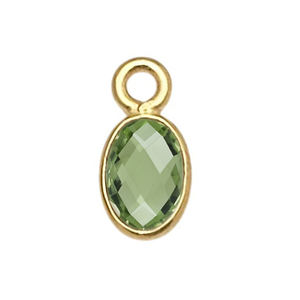 Dijes Ovalados de Amatista Verde de 6x4 mm con Engaste de Plata de Ley 925 Chapada en Oro, Conjunto de Engaste de Amatista Verde, Proveedores de Joyería de Plata - Product Image 1