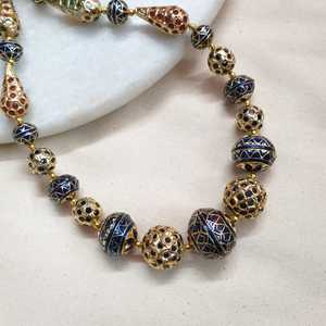 Blue Jadau Meenakari Necklace with Diamond Brass and <b>Copper</b> Classic Style for Wedding Engagement or Gift Peace Pattern <b>Chain</b> - Product Image 1