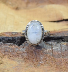 Cadeau pour Noël Pierre de lune arc-en-ciel Bague en argent sterling 925 Mois de juin Pierre de naissance Pierre de lune arc-en-ciel Bijoux - Product Image 4