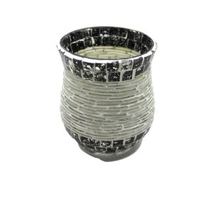 Juego votivo de vidrio de 2 texturas negras con tarro de vela con purpurina dorada para sala de estar y Decoración de mesa hecha a mano - Product Image 5