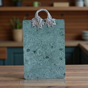Planche à découper verte design avec poignée en feuille d'argent, planche de cuisine polyvalente pour la préparation des aliments, la pâtisserie et les réceptions - Product Image 6