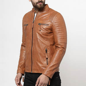 Veste en cuir grande taille pour hommes, vêtements d'hiver, Veste en cuir de motard à prix réduit, Veste en cuir à la mode coupe ajustée - Product Image 5