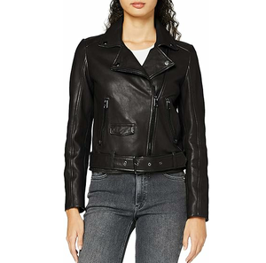Chaqueta de cuero de mujer con cremallera ajustada popular transpirable chaquetas de cuero de bajo precio al por mayor para mujer - Product Image 5