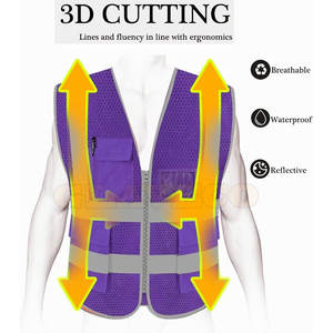 Gran oferta 2025, chaleco de seguridad reflectante para hombre, ropa de trabajo de precio razonable en nailon con logotipo personalizable y cierre de cremallera - Product Image 4