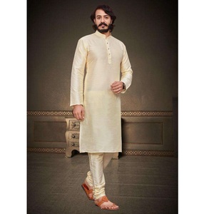Ensemble Kurta Pyjama pour homme en soie Banglori traditionnelle de créateur, tenue ethnique indienne, tenue de fête de mariage, style classique, robe élégante - Product Image 1