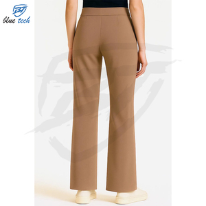 Ladies Mid Waist Flat Front Straight Customized High Quality Quick Dry Polyester/Cotton Casual Outdoor Use <b>Trousers</b> - Product Image 3