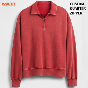 Vente en gros sweat-shirt zippé en coton mélangé personnalisé 1/4 hiver chaud veste unisexe pour hommes femmes à capuche brodé basique - Product Image 2