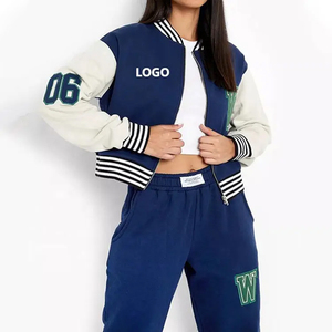 Marca nueva gran oferta al por mayor personalizado transpirable sólido gimnasio desgaste bordado chaqueta de béisbol conjuntos entrenamiento bombardero chándales - Product Image 5