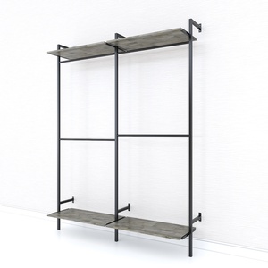 KQA68054 <b>Space</b>-<b>Saving</b> Rubberwood Clothes Rack Iron Frame Wooden <b>Hangers</b> for Wardrobe Clothing Store Standing Type Installation - Product Image 5