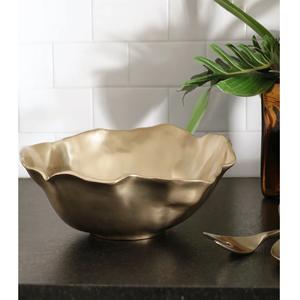 Bol de service décoratif en aluminium avec ficelle de perles à bord ondulé de conception Marevelous avec finition en verre utilisé pour la décoration de table de la pièce maîtresse - Product Image 2