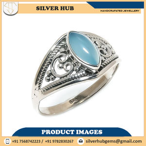 Bague en argent sterling massif 925 marquise aigue-marine avec pierres précieuses magnifique fait à la main classique bijoux fins mariage fiançailles fête cadeau - Product Image 2