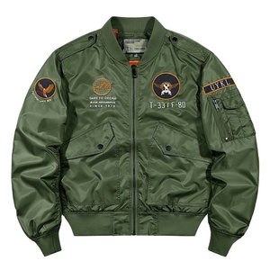 Customized Embroidered Logo Patches Quilted Bomber <b>Jacket</b> for Men Casual Ribbed Collar Light Windproof Airlift <b>Pilot</b> <b>Jacket</b> - Product Image 2