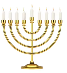 แบบดั้งเดิม judaica Hanukkah menorah ที่ใส่เทียนชุบโลหะสง่างามเชิงเทียนเก้าสาขาโดยการตกแต่ง impex - Product Image 1