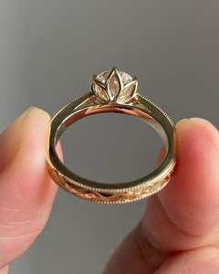 แหวนเพชรแล็บโกรว์วินเทจขายดี แหวนหมั้นทองคำแท้ 14K แหวนเพชรเม็ดเดี่ยว วงแหวนสลักลาย เครื่องประดับชั้นดี - Product Image 3